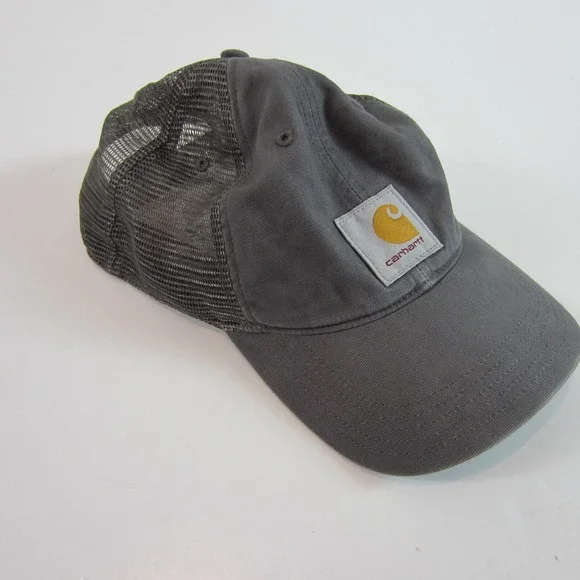 Carhartt Hat Cap Mens Snap Back Mesh Gray Logo Adjustable - Picture 3 of 5